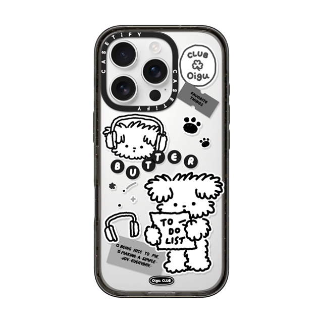 Oigu Club x CASETiFY iPhone 16 Pro ケース ブラック インパクトケース Butter black sticker by Oigu