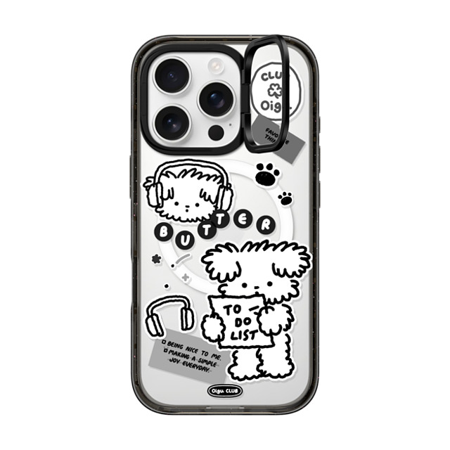 Oigu Club x CASETiFY iPhone 16 Pro ケース ブラック インパクトリングスタンドケース MagSafe対応 Butter black sticker by Oigu