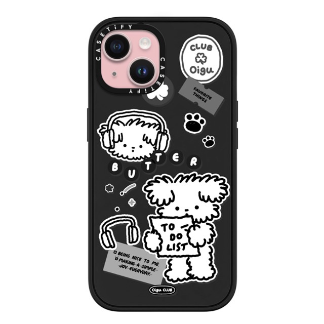 Oigu Club x CASETiFY iPhone 15 ケース マットブラック インパクトケース MagSafe対応 Butter black sticker by Oigu