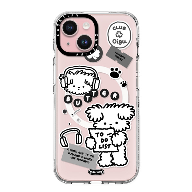 Oigu Club x CASETiFY iPhone 15 ケース クリア クリア ケース MagSafe対応 Butter black sticker by Oigu