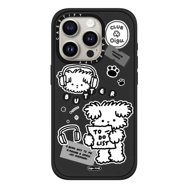 Oigu Club x CASETiFY iPhone 15 Pro ケース マットブラック インパクトケース MagSafe対応 Butter black sticker by Oigu