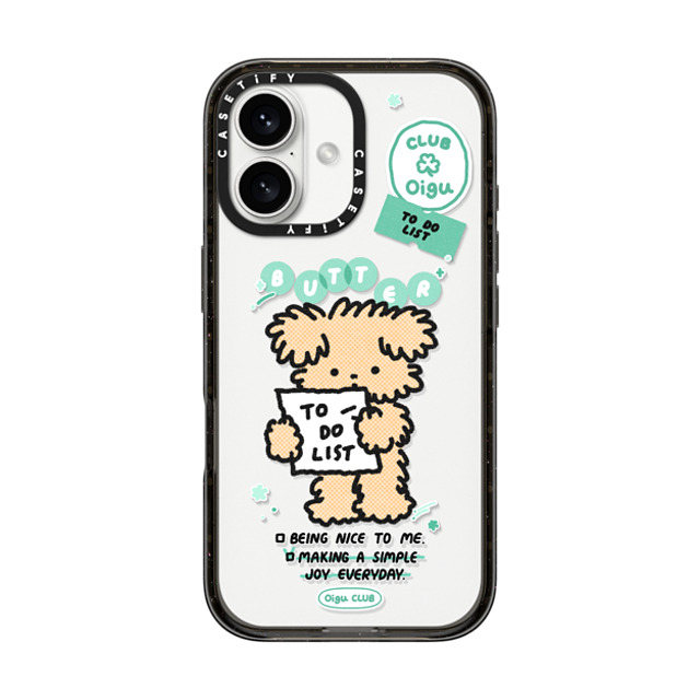 Oigu Club x CASETiFY iPhone 16 ケース Sticker,Dog ブラック インパクトケース Butter's to do list Back to School Oigu Club x CASETiFY iPhone 16 ケース Sticker,Dog ブラック インパクトケース Butter's to do list Back to School