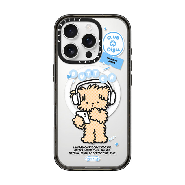 Oigu Club x CASETiFY iPhone 16 Pro ケース Sticker,Dog ブラック インパクトケース MagSafe対応 Butter listening to music Back to School Oigu Club x CASETiFY iPhone 16 Pro ケース Sticker,Dog ブラック インパクトケース MagSafe対応 Butter listening to music Back to School