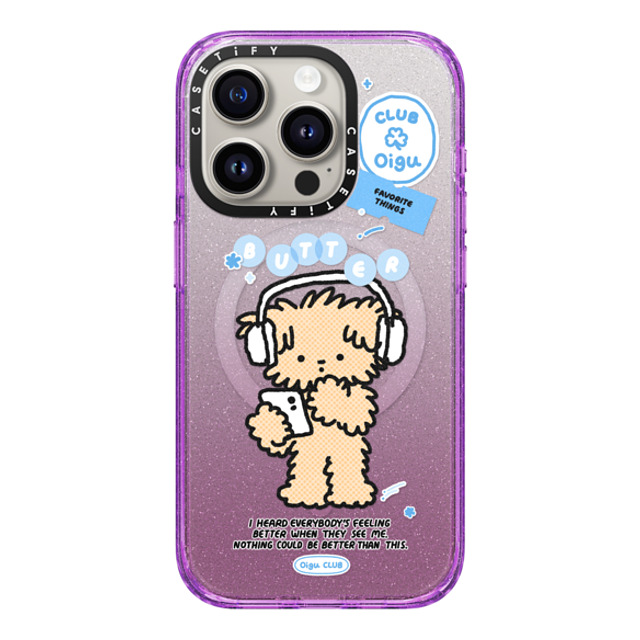 Oigu Club x CASETiFY iPhone 15 Pro ケース Sticker,Dog Glitter Purple インパクトケース MagSafe対応 Butter listening to music Back to School Oigu Club x CASETiFY iPhone 15 Pro ケース Sticker,Dog Glitter Purple インパクトケース MagSafe対応 Butter listening to music Back to School