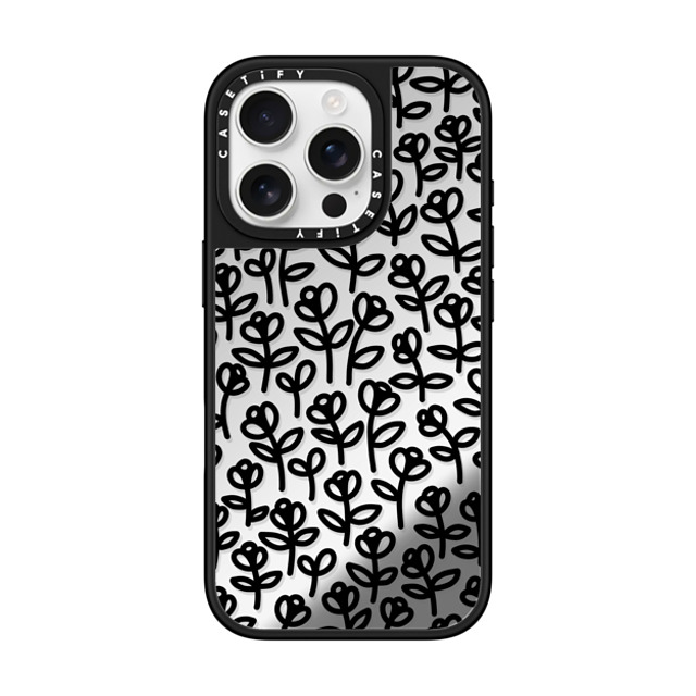 Yok x CASETiFY iPhone 16 Pro Case Floral,Pattern Silver on Black ミラーケース MagSafe対応 Flower Power Mother's Day Yok x CASETiFY iPhone 16 Pro Case Floral,Pattern Silver on Black ミラーケース MagSafe対応 Flower Power Mother's Day