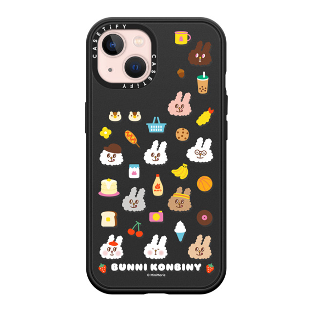 Bunni Konbiny x CASETiFY iPhone 13 ケース マットブラック インパクトケース MagSafe対応 FLUFFY BUNNI FRIENDS