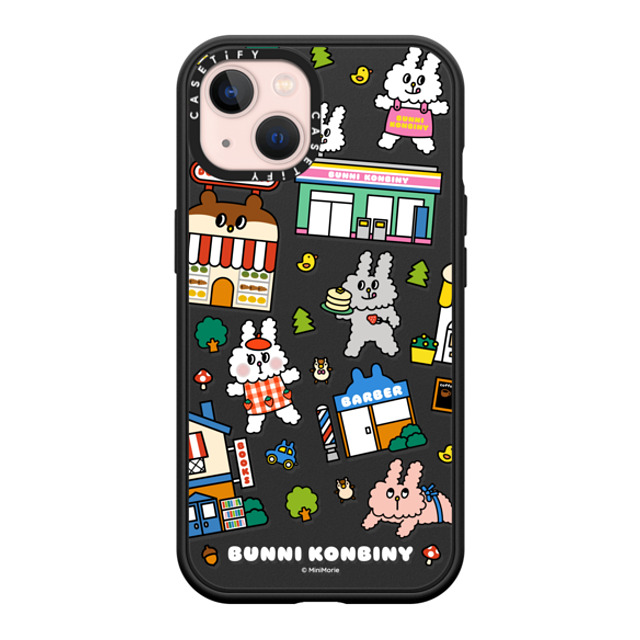 Bunni Konbiny x CASETiFY iPhone 13 ケース マットブラック インパクトケース MagSafe対応 BUNNI TOWN