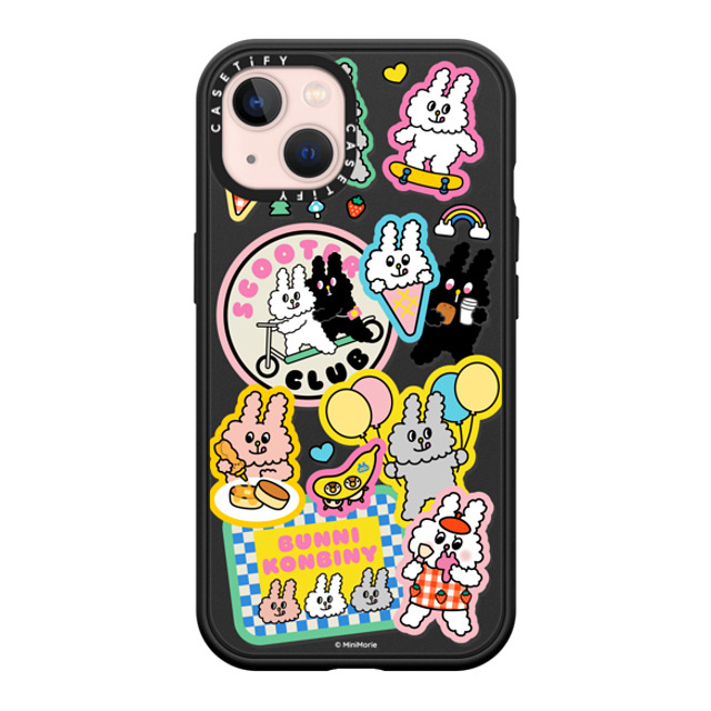 Bunni Konbiny x CASETiFY iPhone 13 ケース マットブラック インパクトケース MagSafe対応 BUNNI STICKERS