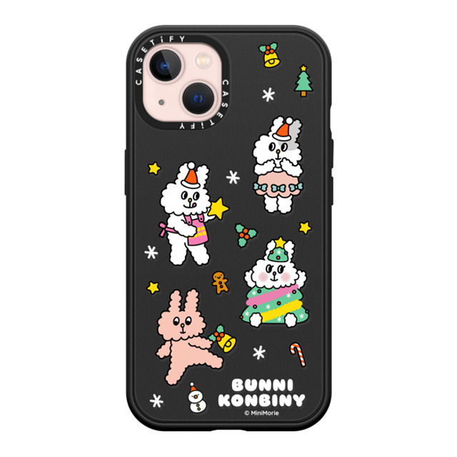 Bunni Konbiny x CASETiFY iPhone 13 ケース マットブラック インパクトケース MagSafe対応 FESTIVE BUNNIES