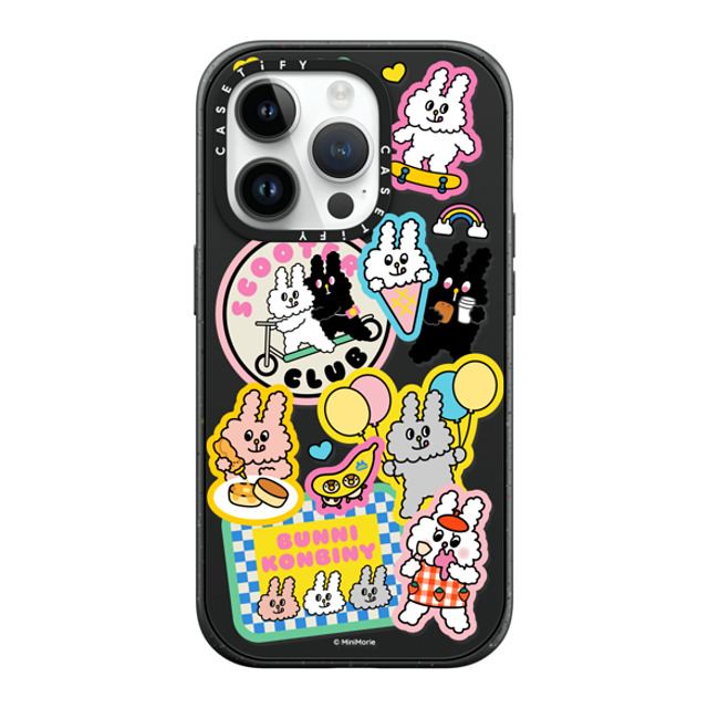 Bunni Konbiny x CASETiFY iPhone 14 Pro ケース マットブラック インパクトケース MagSafe対応 BUNNI STICKERS