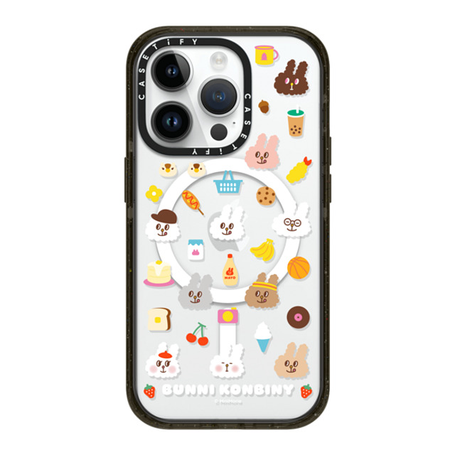 Bunni Konbiny x CASETiFY iPhone 14 Pro ケース ブラック インパクトケース MagSafe対応 FLUFFY BUNNI FRIENDS