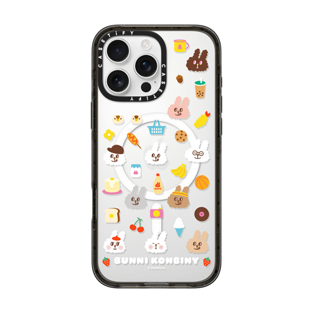 Bunni Konbiny x CASETiFY iPhone 16 Pro Max ケース ブラック インパクトケース MagSafe対応 FLUFFY BUNNI FRIENDS