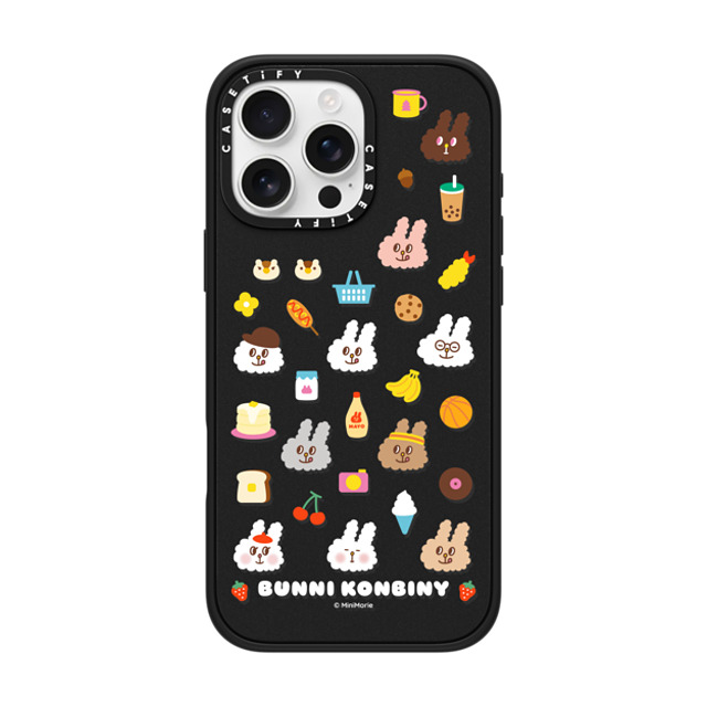 Bunni Konbiny x CASETiFY iPhone 16 Pro Max ケース マットブラック インパクトケース MagSafe対応 FLUFFY BUNNI FRIENDS