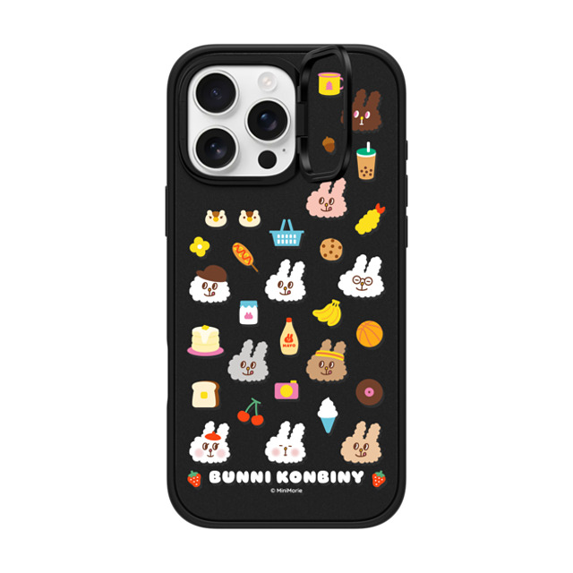 Bunni Konbiny x CASETiFY iPhone 16 Pro Max ケース マットブラック インパクトリングスタンドケース MagSafe対応 FLUFFY BUNNI FRIENDS