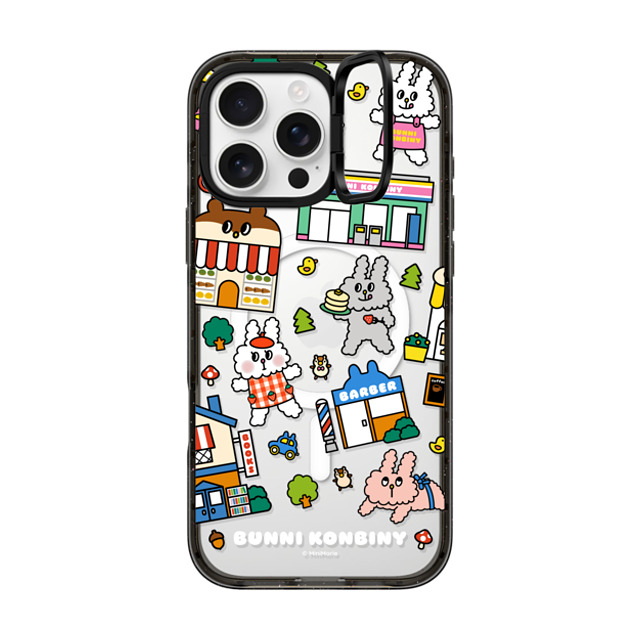 Bunni Konbiny x CASETiFY iPhone 16 Pro Max ケース ブラック インパクトリングスタンドケース MagSafe対応 BUNNI TOWN