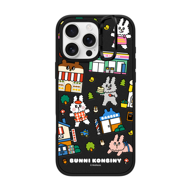 Bunni Konbiny x CASETiFY iPhone 16 Pro Max ケース マットブラック インパクトリングスタンドケース MagSafe対応 BUNNI TOWN