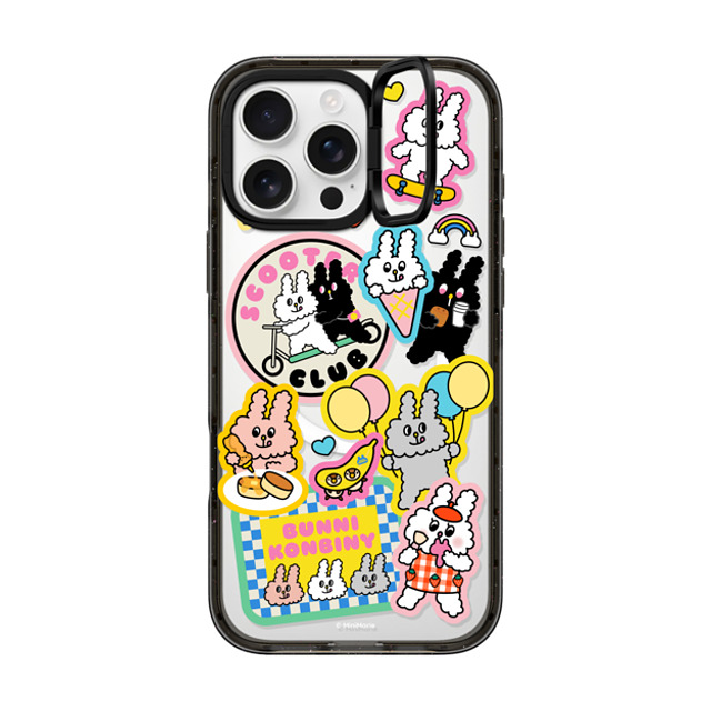 Bunni Konbiny x CASETiFY iPhone 16 Pro Max ケース ブラック インパクトリングスタンドケース MagSafe対応 BUNNI STICKERS