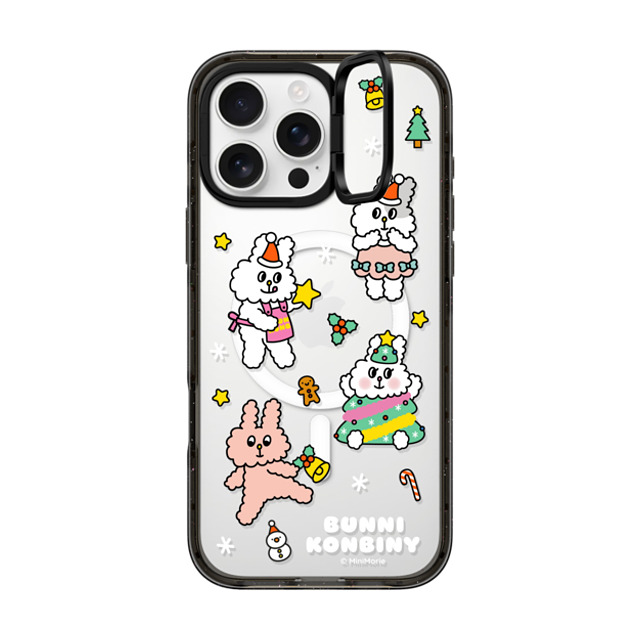 Bunni Konbiny x CASETiFY iPhone 16 Pro Max ケース ブラック インパクトリングスタンドケース MagSafe対応 FESTIVE BUNNIES