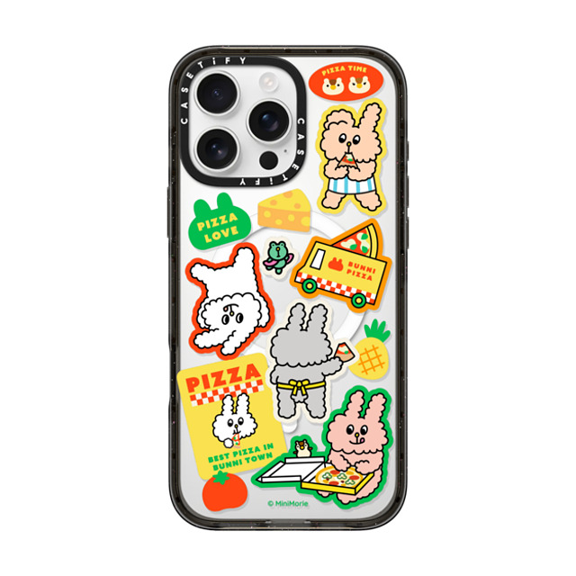 Bunni Konbiny x CASETiFY iPhone 16 Pro Max Case Bunny,Animal Black Impact Case MagSafe Compatible PIZZA PARTY Back to School Bunni Konbiny x CASETiFY iPhone 16 Pro Max Case Bunny,Animal Black Impact Case MagSafe Compatible PIZZA PARTY Back to School