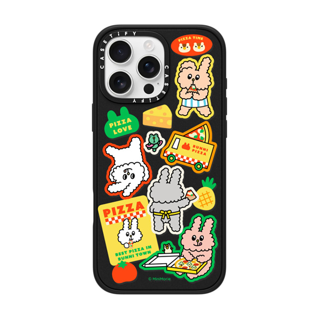 Bunni Konbiny x CASETiFY iPhone 16 Pro Max Case Bunny,Animal Matte Black Impact Case MagSafe Compatible PIZZA PARTY Back to School Bunni Konbiny x CASETiFY iPhone 16 Pro Max Case Bunny,Animal Matte Black Impact Case MagSafe Compatible PIZZA PARTY Back to School