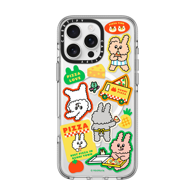 Bunni Konbiny x CASETiFY iPhone 16 Pro Max Case Bunny,Animal クリア クリア ケース MagSafe対応 PIZZA PARTY Back to School Bunni Konbiny x CASETiFY iPhone 16 Pro Max Case Bunny,Animal クリア クリア ケース MagSafe対応 PIZZA PARTY Back to School