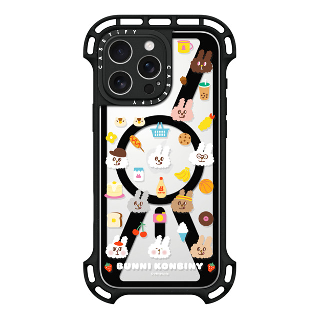 Bunni Konbiny x CASETiFY iPhone 16 Pro Max ケース ブラック ウルトラ バウンスケース MagSafe対応 FLUFFY BUNNI FRIENDS