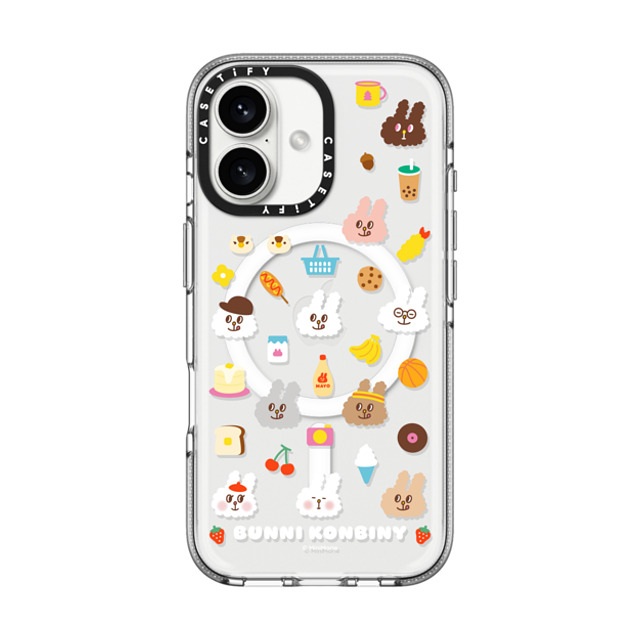 Bunni Konbiny x CASETiFY iPhone 16 ケース クリア クリア ケース MagSafe対応 FLUFFY BUNNI FRIENDS
