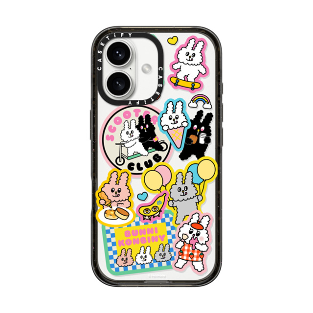 Bunni Konbiny x CASETiFY iPhone 16 ケース ブラック インパクトケース BUNNI STICKERS