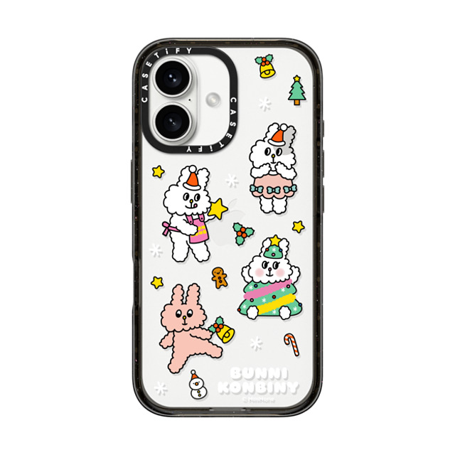 Bunni Konbiny x CASETiFY iPhone 16 ケース ブラック インパクトケース FESTIVE BUNNIES