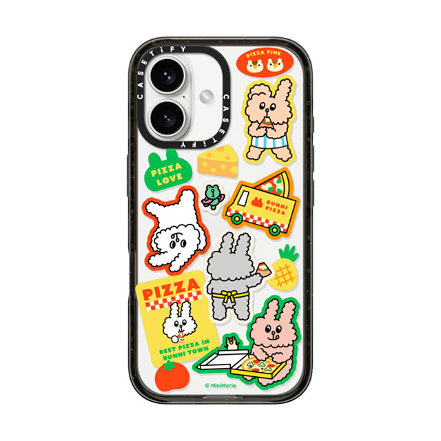 Bunni Konbiny x CASETiFY iPhone 16 Case Bunny,Animal Black インパクトケース PIZZA PARTY Back to School Bunni Konbiny x CASETiFY iPhone 16 Case Bunny,Animal Black インパクトケース PIZZA PARTY Back to School