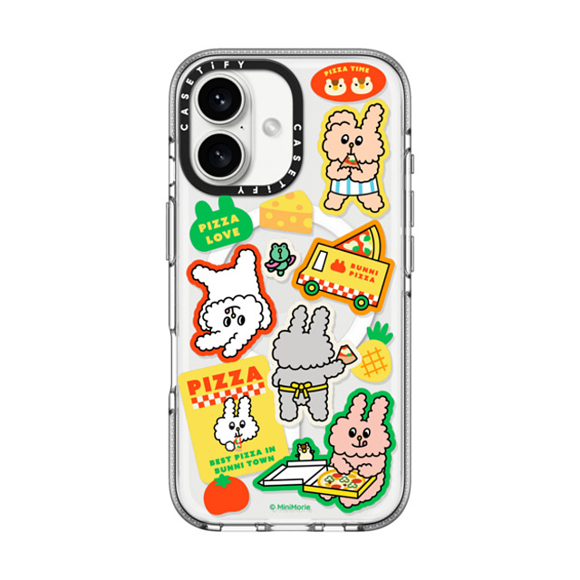 Bunni Konbiny x CASETiFY iPhone 16 Case Bunny,Animal クリア クリア ケース MagSafe対応 PIZZA PARTY Back to School Bunni Konbiny x CASETiFY iPhone 16 Case Bunny,Animal クリア クリア ケース MagSafe対応 PIZZA PARTY Back to School