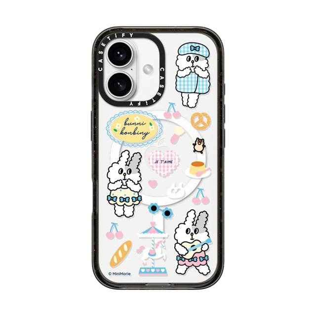 Bunni Konbiny x CASETiFY iPhone 16 ケース Bunny,Animal ブラック インパクトケース MagSafe対応 JE T'AIME JOMI Father's Day Bunni Konbiny x CASETiFY iPhone 16 ケース Bunny,Animal ブラック インパクトケース MagSafe対応 JE T'AIME JOMI Father's Day