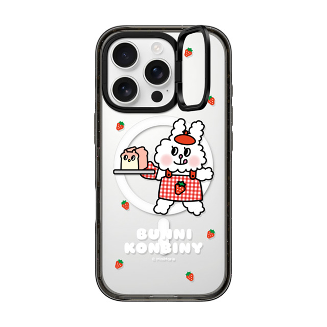 Bunni Konbiny x CASETiFY iPhone 16 Pro ケース ブラック インパクトリングスタンドケース MagSafe対応 BAKING FUN