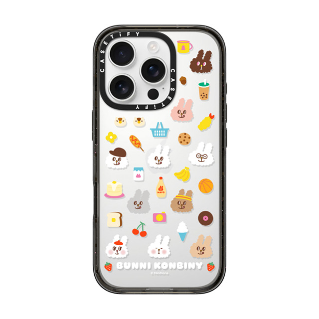 Bunni Konbiny x CASETiFY iPhone 16 Pro ケース ブラック インパクトケース FLUFFY BUNNI FRIENDS