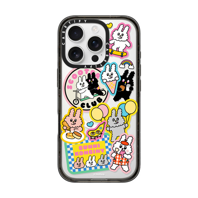 Bunni Konbiny x CASETiFY iPhone 16 Pro ケース ブラック インパクトケース MagSafe対応 BUNNI STICKERS