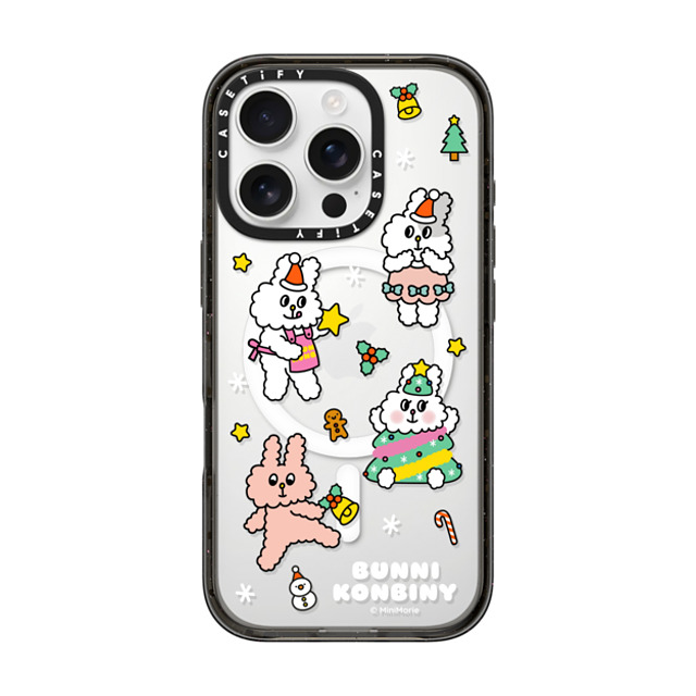 Bunni Konbiny x CASETiFY iPhone 16 Pro ケース ブラック インパクトケース MagSafe対応 FESTIVE BUNNIES