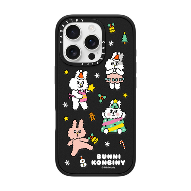 Bunni Konbiny x CASETiFY iPhone 16 Pro ケース マットブラック インパクトケース MagSafe対応 FESTIVE BUNNIES