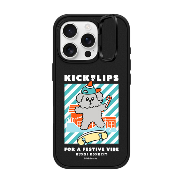 Bunni Konbiny x CASETiFY iPhone 16 Pro ケース マットブラック インパクトリングスタンドケース MagSafe対応 KANINA'S MERRY SKATE