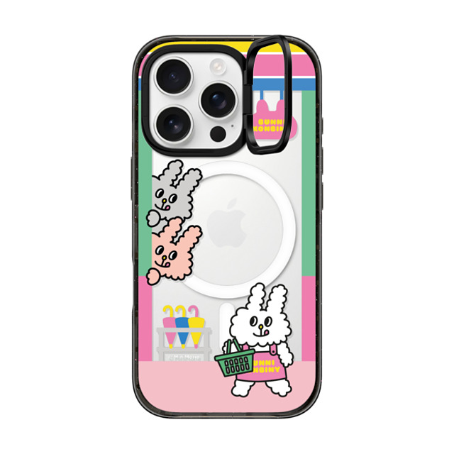 Bunni Konbiny x CASETiFY iPhone 16 Pro ケース Bunny,Animal ブラック インパクトリングスタンドケース MagSafe対応 KONBINY STORE Father's Day Bunni Konbiny x CASETiFY iPhone 16 Pro ケース Bunny,Animal ブラック インパクトリングスタンドケース MagSafe対応 KONBINY STORE Father's Day