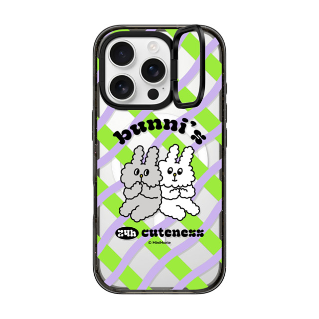 Bunni Konbiny x CASETiFY iPhone 16 Pro ケース Bunny,Animal ブラック インパクトリングスタンドケース MagSafe対応 24H CUTENESS Father's Day Bunni Konbiny x CASETiFY iPhone 16 Pro ケース Bunny,Animal ブラック インパクトリングスタンドケース MagSafe対応 24H CUTENESS Father's Day