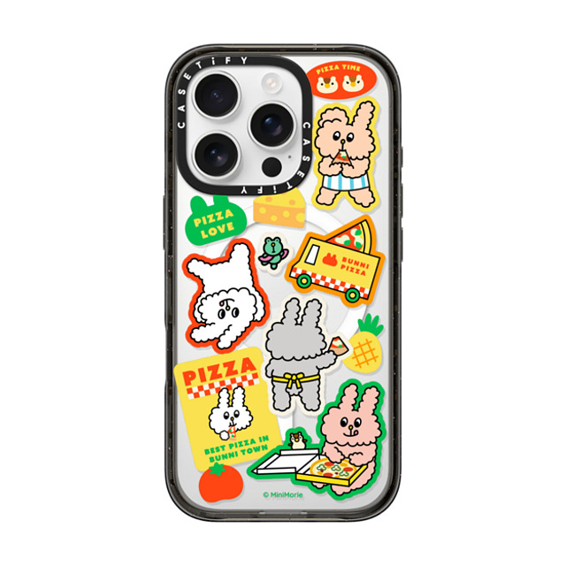 Bunni Konbiny x CASETiFY iPhone 16 Pro Case Bunny,Animal Black Impact Case MagSafe Compatible PIZZA PARTY Back to School Bunni Konbiny x CASETiFY iPhone 16 Pro Case Bunny,Animal Black Impact Case MagSafe Compatible PIZZA PARTY Back to School