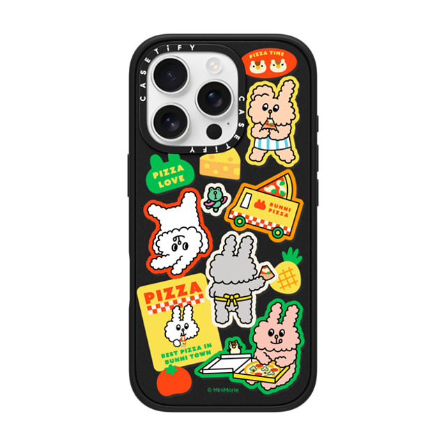 Bunni Konbiny x CASETiFY iPhone 16 Pro ケース Bunny,Animal マットブラック インパクトケース MagSafe対応 PIZZA PARTY Back to School Bunni Konbiny x CASETiFY iPhone 16 Pro ケース Bunny,Animal マットブラック インパクトケース MagSafe対応 PIZZA PARTY Back to School
