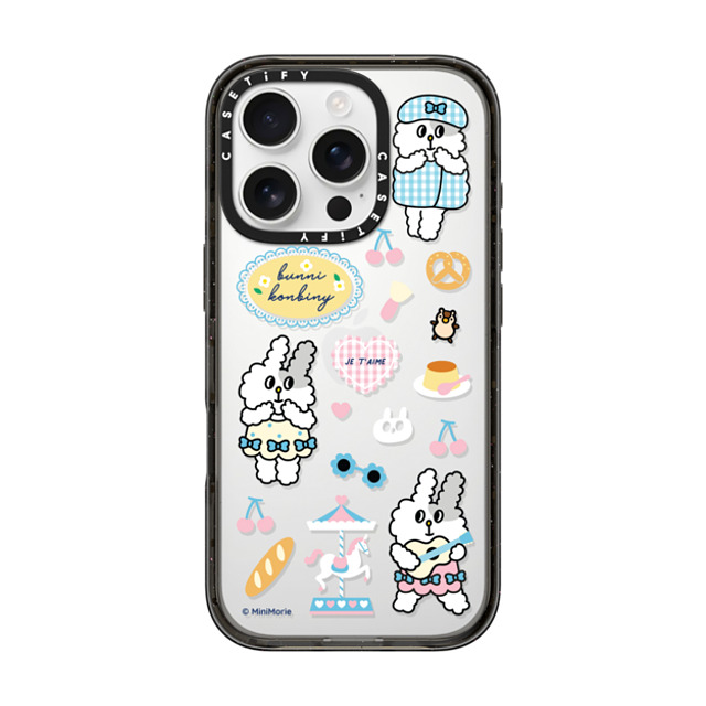 Bunni Konbiny x CASETiFY iPhone 16 Pro ケース Bunny,Animal ブラック インパクトケース JE T'AIME JOMI Back to School Bunni Konbiny x CASETiFY iPhone 16 Pro ケース Bunny,Animal ブラック インパクトケース JE T'AIME JOMI Back to School