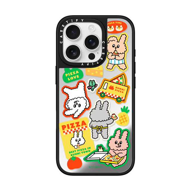 Bunni Konbiny x CASETiFY iPhone 16 Pro ケース Bunny,Animal Silver on Black ミラーケース MagSafe対応 PIZZA PARTY Back to School Bunni Konbiny x CASETiFY iPhone 16 Pro ケース Bunny,Animal Silver on Black ミラーケース MagSafe対応 PIZZA PARTY Back to School