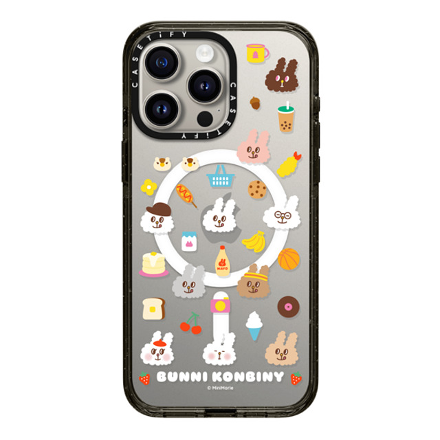 Bunni Konbiny x CASETiFY iPhone 15 Pro Max ケース ブラック インパクトケース MagSafe対応 FLUFFY BUNNI FRIENDS