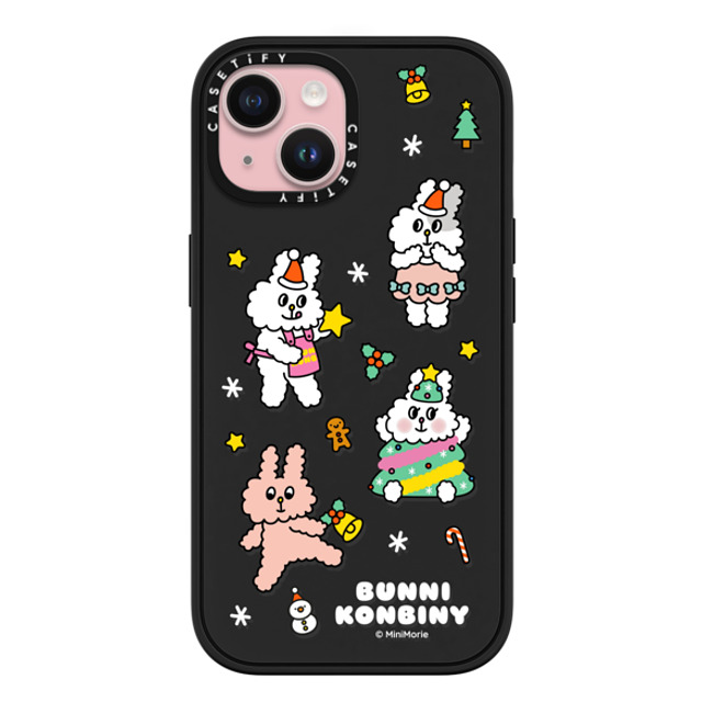 Bunni Konbiny x CASETiFY iPhone 15 ケース マットブラック インパクトケース MagSafe対応 FESTIVE BUNNIES