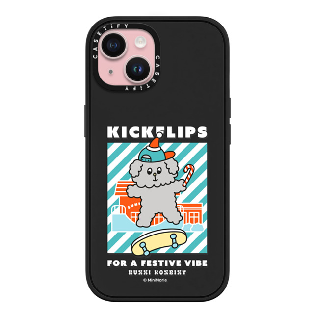 Bunni Konbiny x CASETiFY iPhone 15 ケース マットブラック インパクトケース MagSafe対応 KANINA'S MERRY SKATE