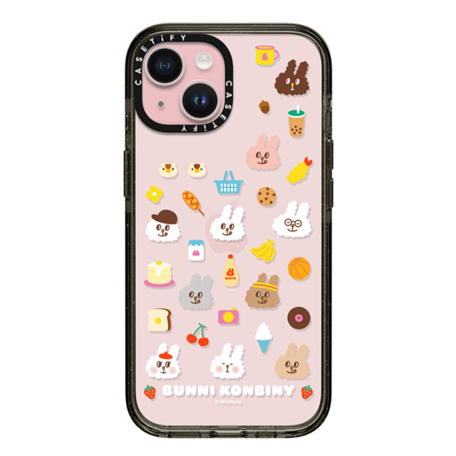 Bunni Konbiny x CASETiFY iPhone 15 ケース ブラック インパクトケース FLUFFY BUNNI FRIENDS