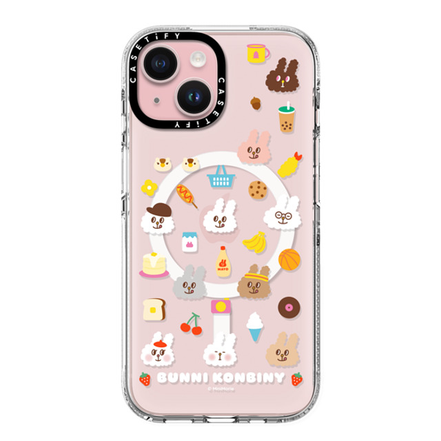 Bunni Konbiny x CASETiFY iPhone 15 ケース クリア クリア ケース MagSafe対応 FLUFFY BUNNI FRIENDS