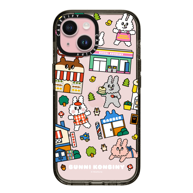 Bunni Konbiny x CASETiFY iPhone 15 ケース ブラック インパクトケース BUNNI TOWN